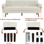 Tbfit 77.2" W Linen Sofa Couch, Mid Century Modern Decor Loveseat Couches - Image 9