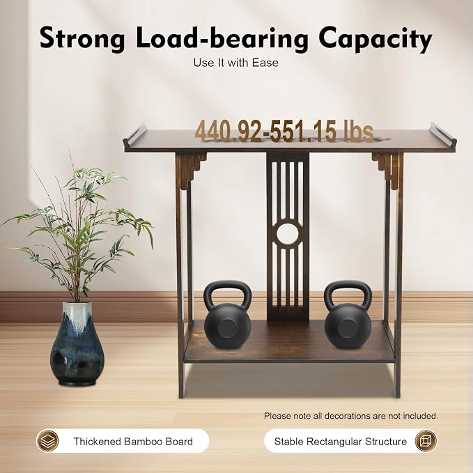 Entryway Table, 2 Tiers Freestanding Chinese Style Vintage Console Large - Image 7