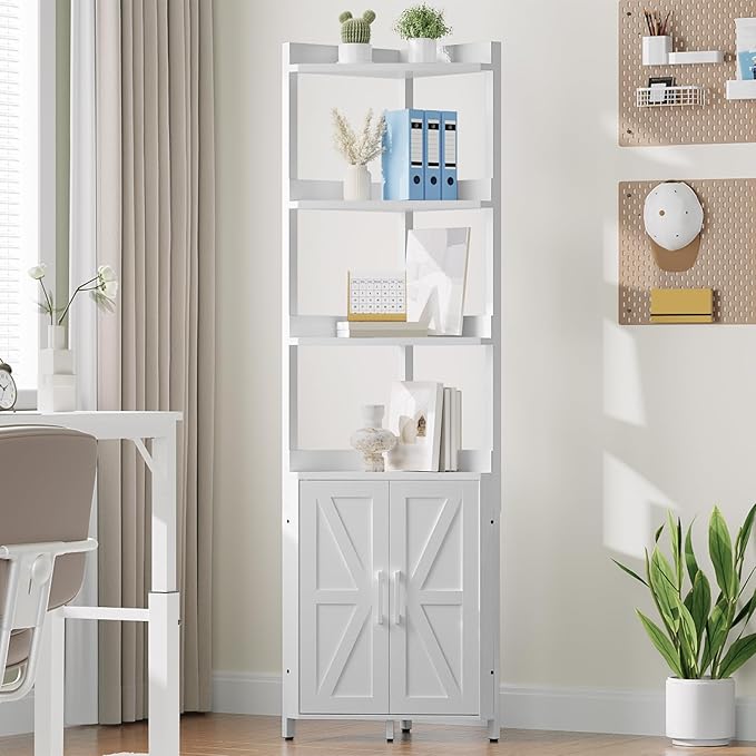 HOOBRO Corner Shelf with Storage, Tall Corner Cabinet, 5-Tier Bookshelf Stand - Image 2