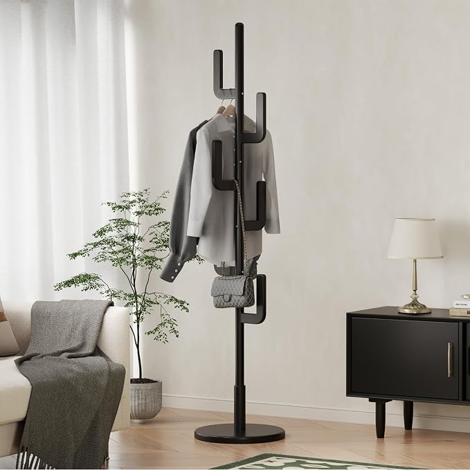 Muwuele Solid Wood Cactus Coat Rack, Freestanding Coat Rack - Image 9