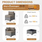 MOCHITO 7 Pieces Outdoor Patio Furniture Sets, All-Weather Sectional Sofa Grey - Image 5