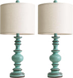 BOBOMOMO 24" Farmhouse Table Lamps Set of 2 – Distressed Teal Lamps - Image 6