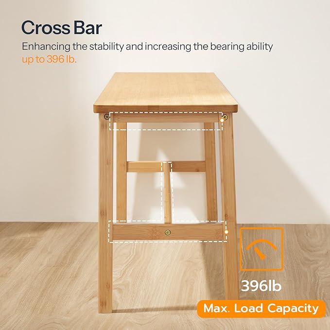 HOOBRO 39.3'' Bamboo Dining Bench, Farmhouse Table Bench, Kitchen & Living Room - Image 3