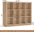 Joaxswe 12 Cube Storage Organizer, Wood Floor Standing 3-Tier Cubby Bookcase - Image 3