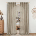 Taupe Linen Boho Curtains 80 inch Length 2 Panels by LAMIT