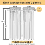 Lime Sheer Curtains 63 Inch Length 2 Pcs, Lightweight Solid Transparent Window - Image 3