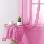Hot Pink Sheer Curtains 63 Inch Length 2 Pcs, Solid Voile Long Light Filtering - Image 6