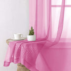 Hot Pink Sheer Curtains 54 Inch Length 2 Pcs, Solid Color Voile Modern - Image 6