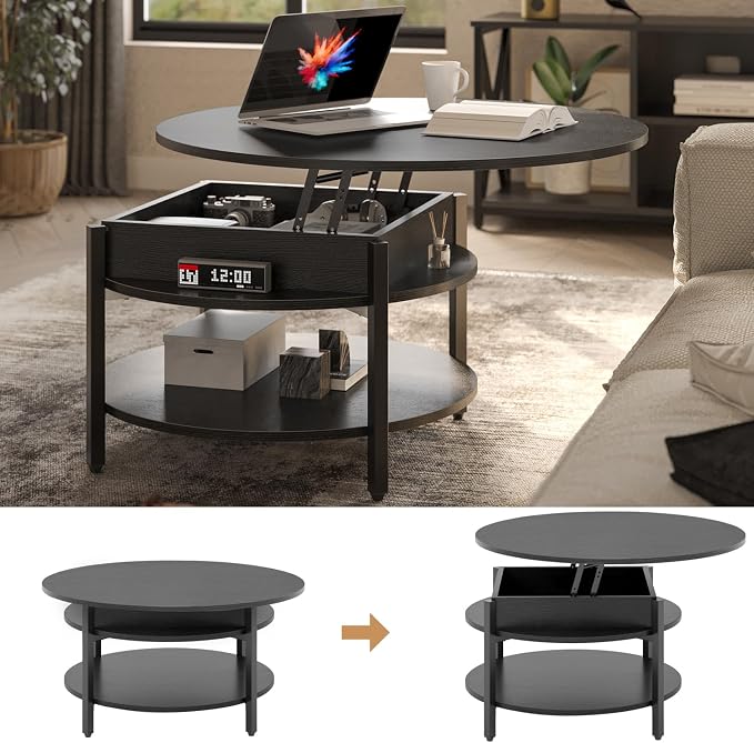 FABATO Round Lift Top Coffee Table - Image 7
