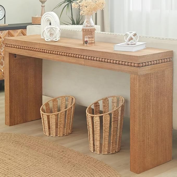64" Wood Console Table for Entryway, Modern Sofa Table Behind Couch by HMFULE