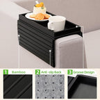 GEHE Bamboo Sofa Arm Tray, Foldable Couch Arm Tray Side Table, Anti-Falling - Image 4