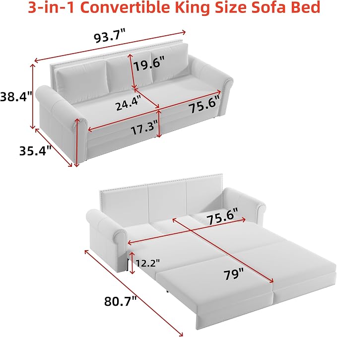 93.7" King Size Sofa Sleeper - Image 2