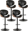 KCC Bar Stools Set of 4, Swivel Adjustable Height Barstools, PU Leather by KCC