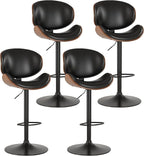 KCC Bar Stools Set of 4, Swivel Adjustable Height Barstools, PU Leather by KCC