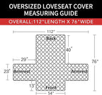 Easy-Going Reversible Couch Cover, 2 Cushion Sofa, Peacockblue/Beige | - Image 6