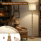 Scenekoy 65.5 Natural Real Wood Floor Lamp - Image 2