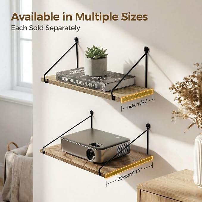 Afuly Floating Wall Shelves Rustic Wall Mounted Hanging Shelf Farmhouse Wall - Image 9
