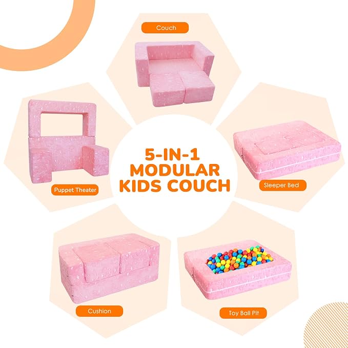 MeMoreCool Glow-in-The-Dark Unicorn Kids Modular Couch Sofa – Convertible - Image 4