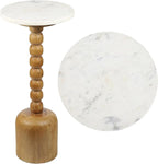 JONATHAN Y Turner 24.5" White & Natural Mango Wood Round Drink Table, Tall by JONATHANY