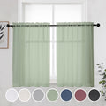 Sage Green Sheer Curtains 36 Inches 2 Panels Set by OWENIE