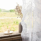YJ YANJUN Vintage Lace Curtains Chic Floral White Short Sheer Bathroom Curtains - Image 2