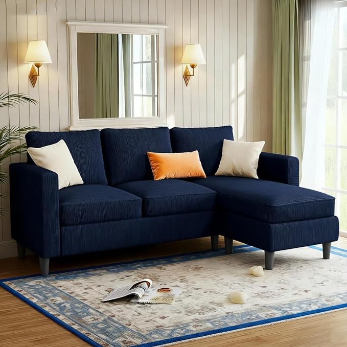 JAMFLY Couches for Living Room, 3-Seat Reversible Sectional Sofa by JAMFLY