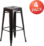 Flash Furniture Lily 4 Pack Commercial Grade 30" High Backless Black-Antique - Image 4