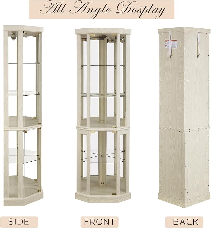Corner Curio Cabinet, Light Bulb Inclued, Wine Bar China Cabinet - Image 7