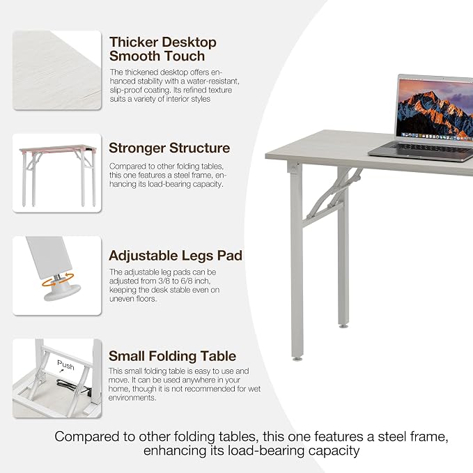 TEMI Small Computer Desk Folding Table - Image 7