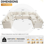 147'' Oversized U Shaped Cloud Sectional Sofa, Chenille Deep Seat Couches - Image 2