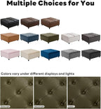 Tbfit Large Square Storage Ottoman Bench, Tufted Upholstered Coffee Table - Image 5