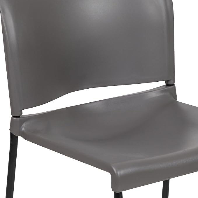 Flash Furniture HERCULES Series 880 lb. Capacity Gray Full Back Contoured Stack - Image 12