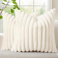 decorUhome Fall Faux Fur Throw Pillow Covers 12x12 Set of 2 Cream White | by decorUhome
