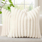 decorUhome Fall Faux Fur Throw Pillow Covers 12x12 Set of 2 Cream White | by decorUhome
