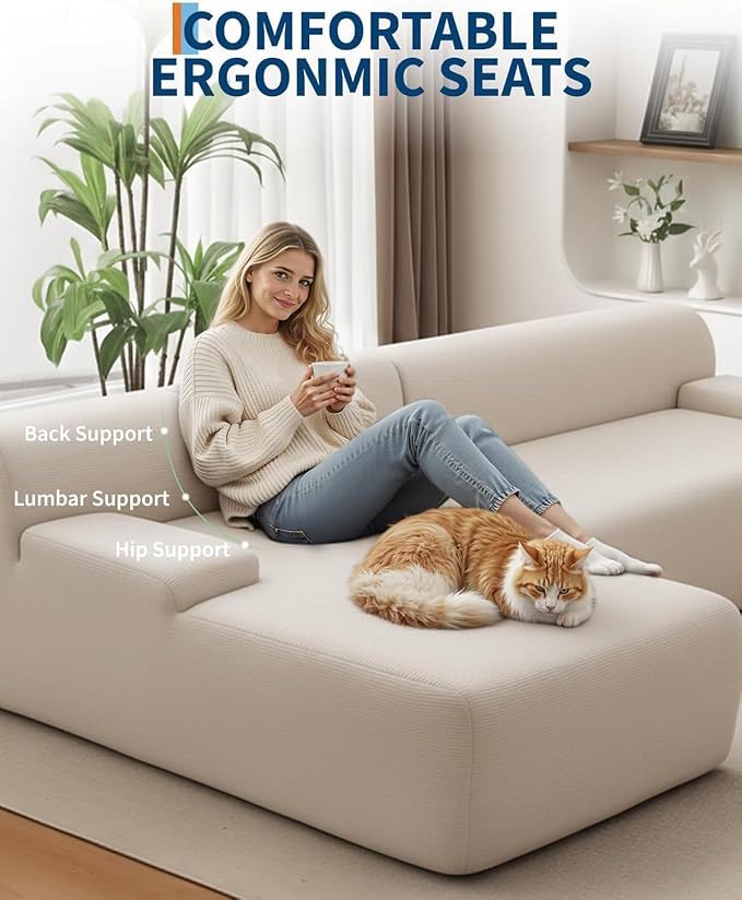 PeakPursuit Oversized 108" Corduroy Cloud Sectional, Left-Facing Chaise - Image 5
