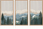 IARTTOP Large Mountain Wood Wall Art Framed Decor Set Of 3, Modern Mountain by IARTTOP