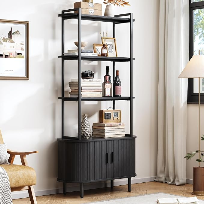 ONBRILL 71" Tall Bookshelf, 4-Tier Book Shelf by ONBRILL