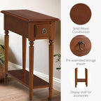 Leick Home Coastal End Table, Solid Wood, 1 Drawer, Bottom Display Shelf - Image 6
