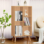 LEYAOYAO Wooden 5 Cube Bookshelf, Natural 3 Tier Book Shelf - Image 6