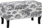 Linon Stephanie Black and White Toile Fully Upholstered Bench - Image 12