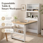 Kitchen Storage Cabinet with Hutch and Extendable Dining Table, 33.5" - Image 6
