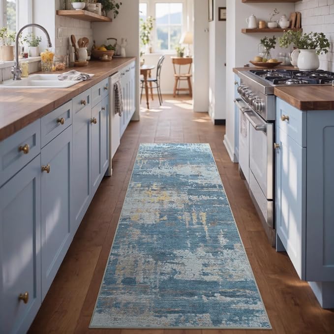 2x6 Ft Washable Runner Rug, Non-Slip Low Pile Hallway Kitchen Area Rug - Image 3