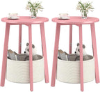 sthmec Small Round Side End Table Set of 2 by Unknown
