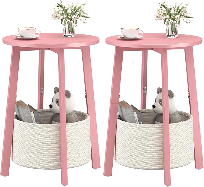 sthmec Small Round Side End Table Set of 2 by Unknown