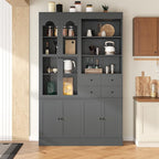 VilroCaz 75'' Tall Freestanding Kitchen Pantry Cabinet, Wood Large Cupboard - Image 3