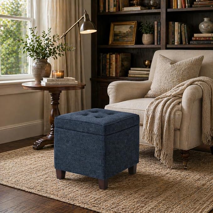 Homepop Square Tufted Storage Ottoman - Image 2