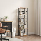 MAHANCRIS 4-Tier Rotating Bookshelf, Freestanding Corner Bookshelf, 360° - Image 8