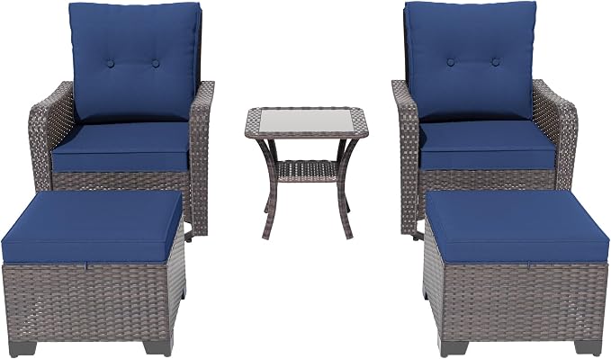 ALAULM 5-Piece Outdoor Swivel Rocking Chair Set - Image 7