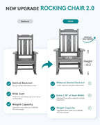 SERWALL Oversized Outdoor Rocking Chair, All Weather Patio Rocking Chair - Image 2