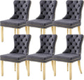 KCC Velvet Dining Chairs Set of 6, Upholstered High-end Tufted Dining Chair by KCC